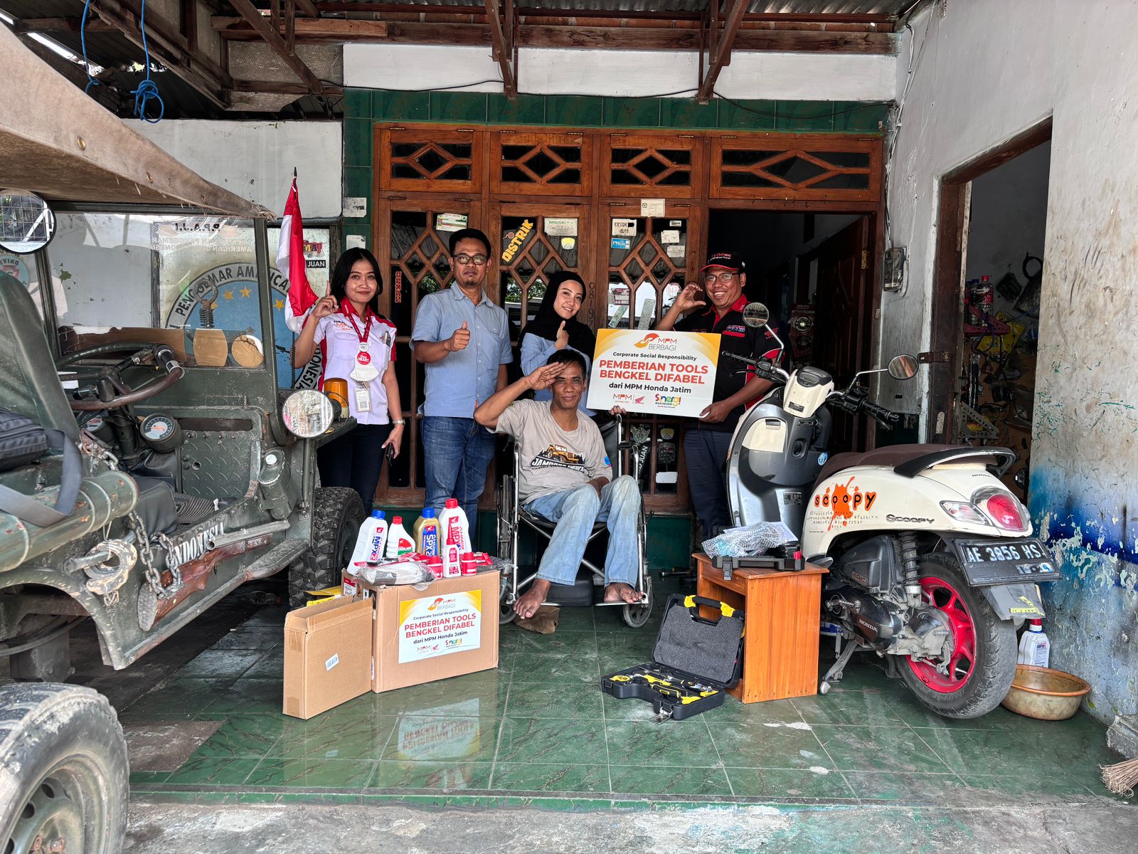 MPM Honda Jatim Perkuat Kemandirian Difabel Lewat Dukungan Modal Bengkel dan Pelatihan